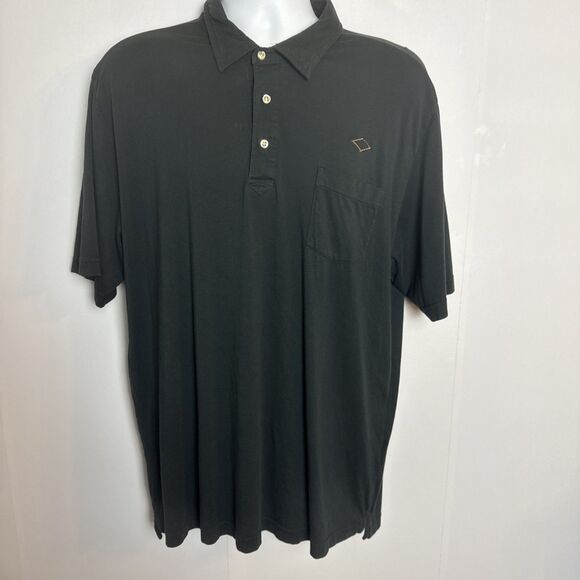 Peter Millar Mens Polo Shirt XL Black Pima Cotton Short Sleeve Casual Golf - Picture 1 of 11